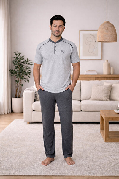 FORMO Men's %100 Natural Cotton High Quality Zero Collar Short Sleeve Buttone...