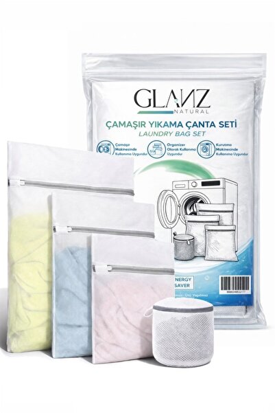 Glanz مجموعة شبك غسيل الملابس، مجموعة من 4 أكياس غسيل الملابس