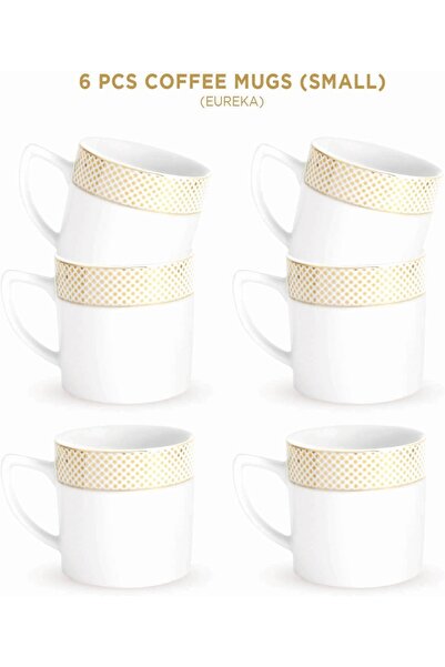 PEGGY OLIVER Eureka Collection Set of 6 Coffee Mugs (200ml) Real Gold Plated