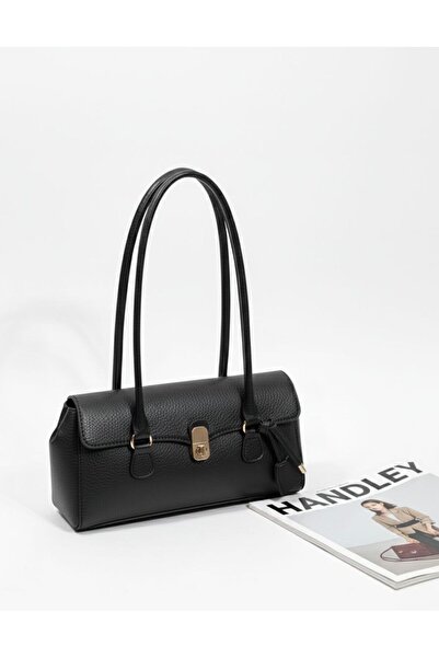 Handley Geantă de umăr tip baguette de lux cu detalii de blocare