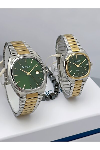 Ferrucci Steel Cord Functional Lover Couple Wristwatches + Bracelet Gift