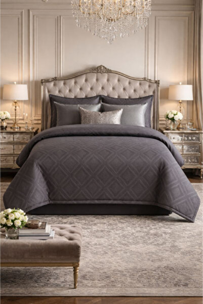 OEM Solid Bedspread + 2 Pillowcases Gray, 240X250 cm