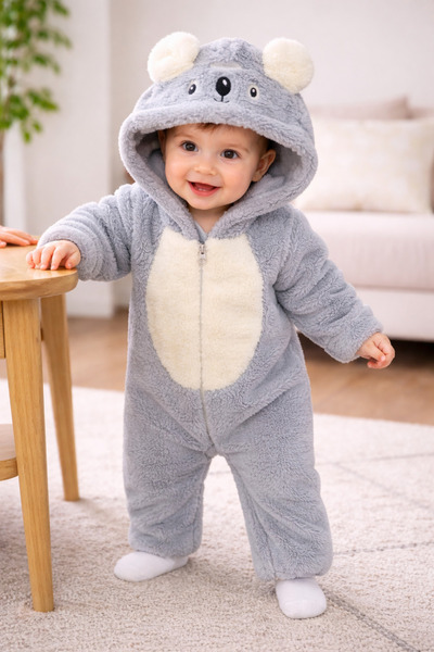 Chicsy Baby Winter Sweet Baby Plush Astronaut Jumpsuit Hooded Teddy Bear Patt...