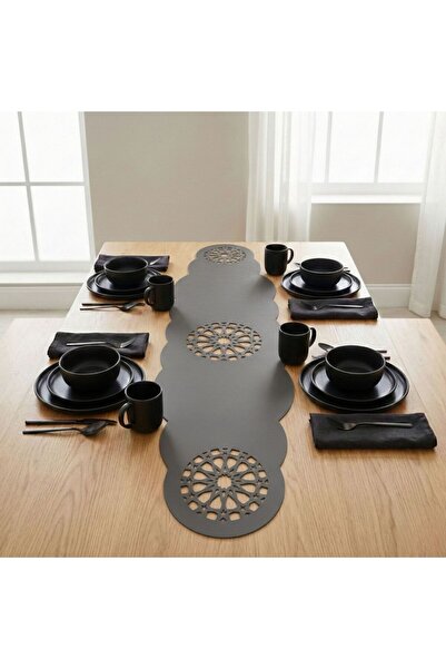 Grand Fine Art 1 Piece Leather Runner-40X140 Cm-Star Patterned Runner