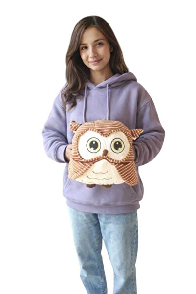 Generic A cute owl-shaped stuffed pillow, soft and comfortable, helps warm ha...