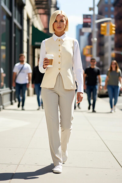 BENERLY Women's Crew Neck Sleeveless Plain Pattern Fitted Knitwear Vest Regul...