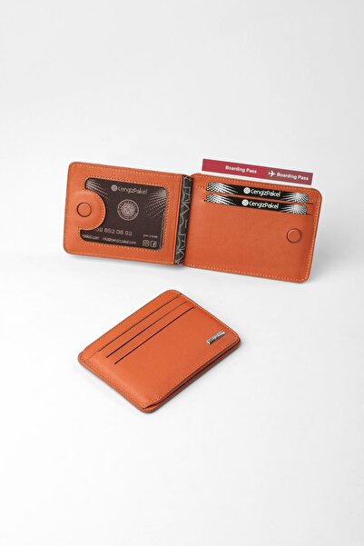 CENGİZ PAKEL Genuine Leather Minimalist Card Holder – 2522 - Tile