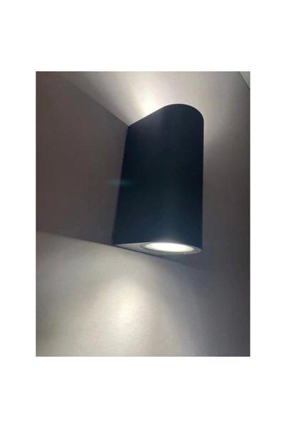 HöffTech Germany Lampă de perete LED rotundă în sus și în jos, interior/exterior, IP65, carcasă din aluminiu, neagră