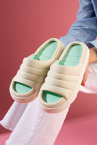 FUGA MODA Avenza Beige Inside Mint Green Ultra Light Cloud Sole Padded Strap ...