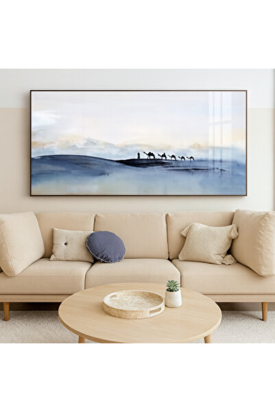 lawhat لوحة فنية تجمع بين صفاء الألوان السماوية ودفء الظلال الرملية، تُظهر قا...