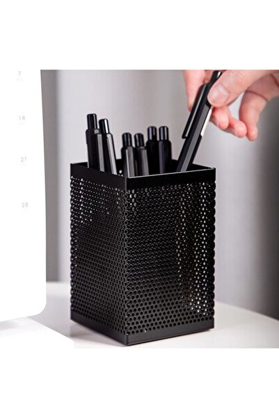 Bosphorus Metal Pen Holder Net Model Black 7X7,5X11Cm