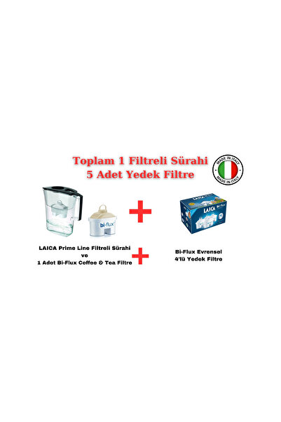 LAICA Prime Line Coffee & Tea Filtreli Su Arıtmalı Filtre Sürahi + Bi-Flux 4'...