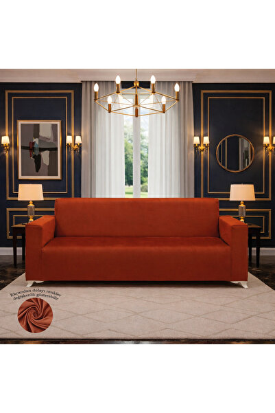 Akbal Home İtalyan Süet 3 Kişilik Klasik Koltuk Örtüsü Lastikli Tüm Giydirme ...