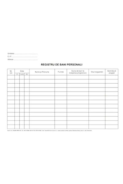 DanyCris Registru de bani personali, A4