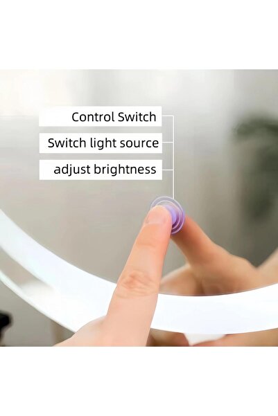 OEM Oglindă Make-up cu LED, 42×50 cm, iluminare LED cu 3 moduri, design rotativ la 360°, 3 butoane touch