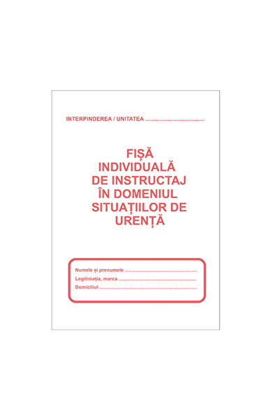 DanyCris Fisa individuala de instructaj in domeniul situatiilor de urgenta PSI