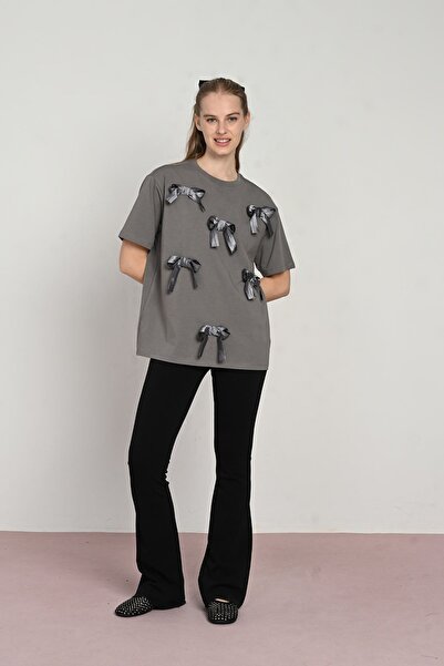 HAUSEkids Μπλουζάκι για κορίτσια Ribbon Mussness 9-14 ετών - Ανθρακί