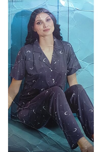 Mihra Mi̇lan Short Sleeved Buttoned Women's Pajama Set