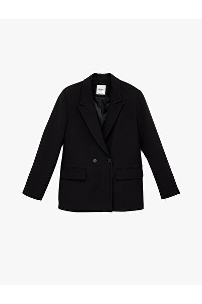 Koton Pocket Detailed Buttoned Double-Breasted Collar Oversized Blazer Jacket