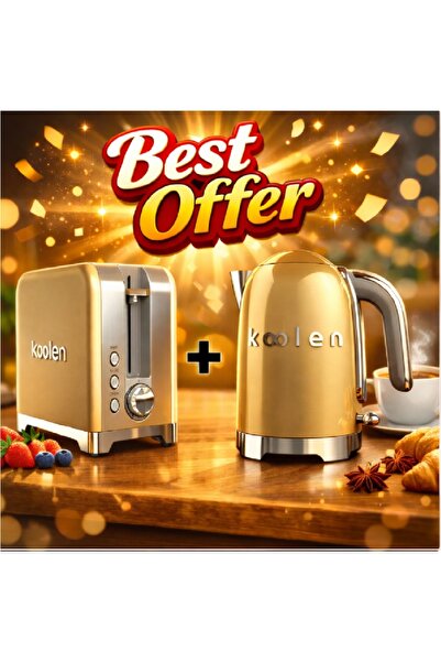 Koolen 2200W Stainless Steel Electric Kettle + Colin Toaster, Gold Color - Sp...