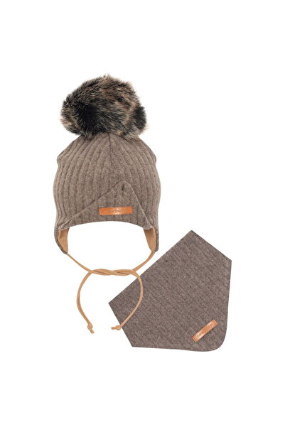 NEWBABY Autumn baby hat with neck scarf New Baby Special One brown, size 74 (...