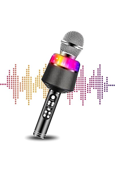 zola Microfon karaoke cu boxa, Bluetooth, lumini LED, banda de frecventa 100 ...