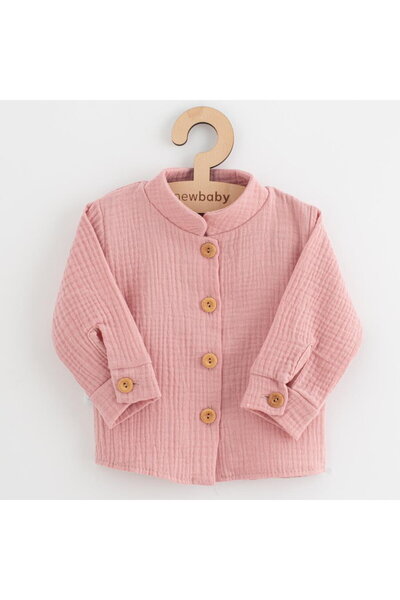 NEWBABY Cămașă din muselină pentru bebeluși, rochie moale roz, mărimea 56 (0-...