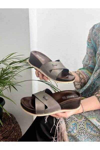 PARMİ Anatomical Full Orthopedic Wedge Heel Daily Non-Slip Sole Slippers Oppo...