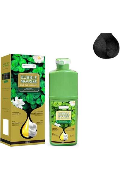 Bright شامبو صبغة الشعر بالرغوة السوداء من فيس، تركيبة نباتية، 500 مل
