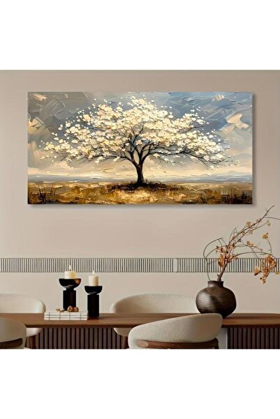 lawhat لوحة فنية أنيقة تجسد شجرة الحياة بتدرجات الأزرق والذهبي، تنثر طاقة من ...