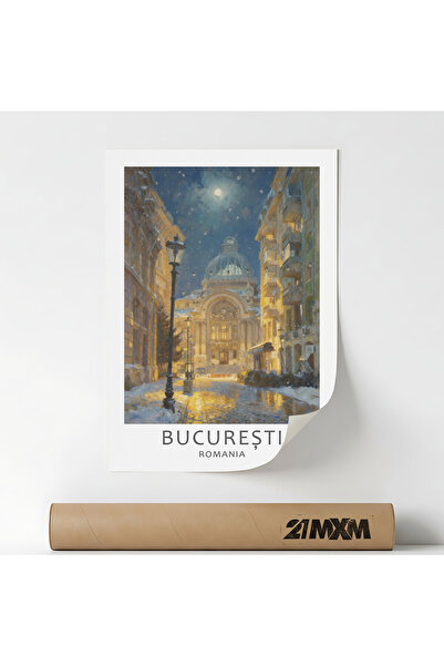 21mxm Poster 'Oras-Bucuresti' Pe Panza Mata – Design Minimalist, 30 x 40 cm, ...