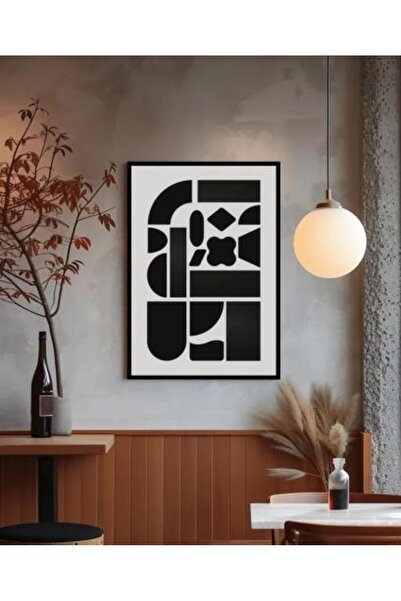 lawhat لوحة فنية هندسية تجريدية بتصميم مدهش يعتمد على تباين الأبيض والأسود، ح...