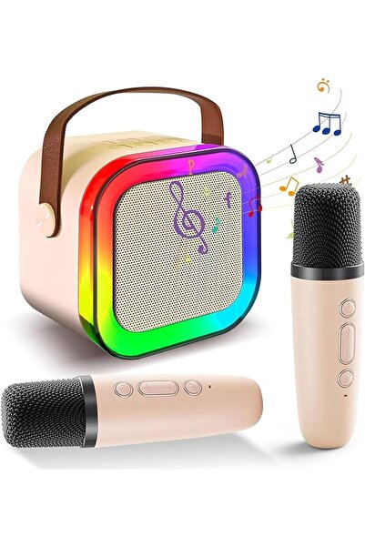 zola Set karaoke cu difuzor si 2 microfoane, Bluetooth 5.3, efecte voce, LED,...