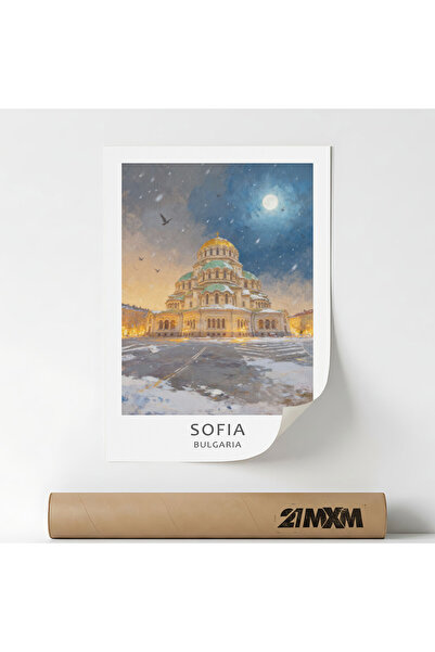 21mxm Poster 'Oras-Sofia' Pe Panza Mata – Design Minimalist, A3 (29.7 x 42 cm...