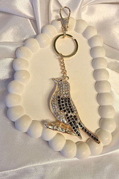 Luxe Loom Zarafetin Işıltısı Zirkon Taşlı Gold Renk Kuş Figürlü Çanta Aksesua...