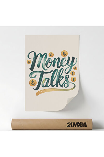 21mxm Poster 'Money Talks' On Canvas - Minimalist Design, A4 (21 x 29.7 cm), ...
