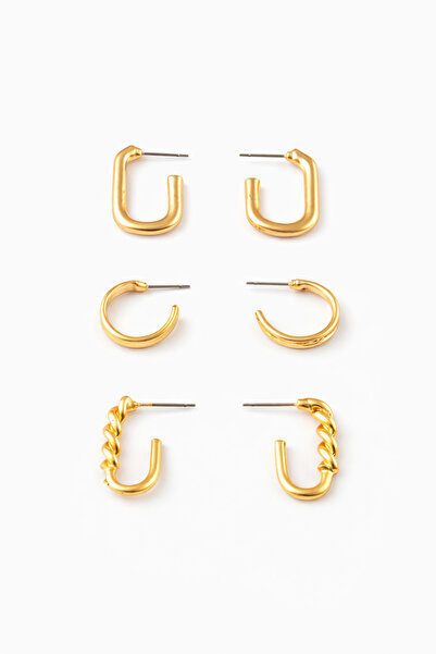 Sortie Aksesuar مجموعة أقراط دائرية مزينة بأشكال حلزونية مرصعة بالخرز مكونة م...