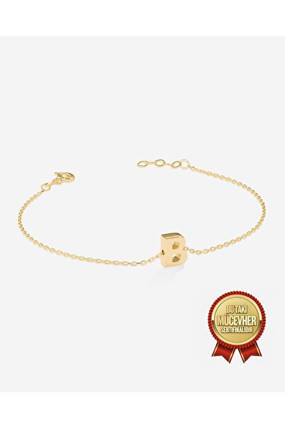MEKS JEWELS 14 Ayar Altın İkon Harf Bileklik