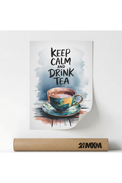 21mxm Poster 'Keep Calm And Drink Tea' On Canvas - Minimalist Design, A3 (29....