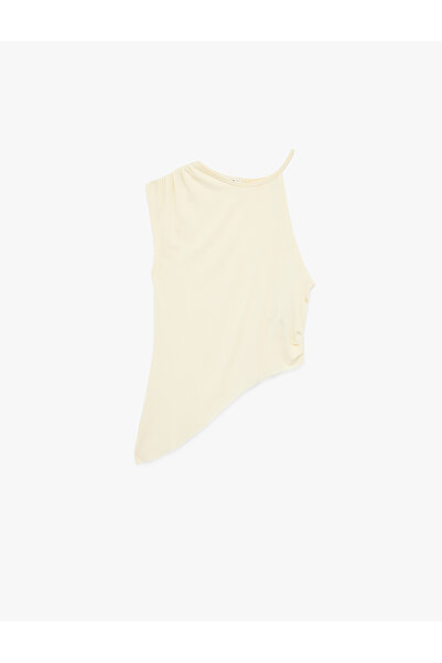Koton Asymmetrical Cut Viscose Crew Neck Sleeveless T-Shirt