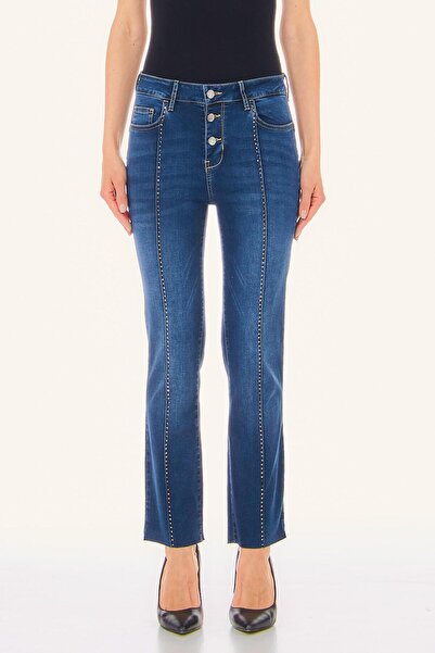 liu.jo Koyu Mavi Taşlı Ön Dikiş Jean