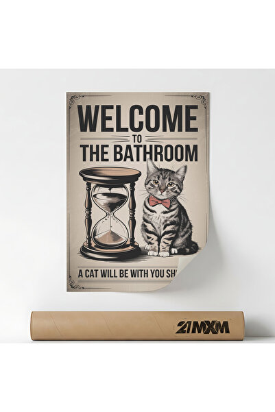 21mxm Poster 'Welcome, a cat will come' Pe Panza Mata – Design Minimalist, A3...