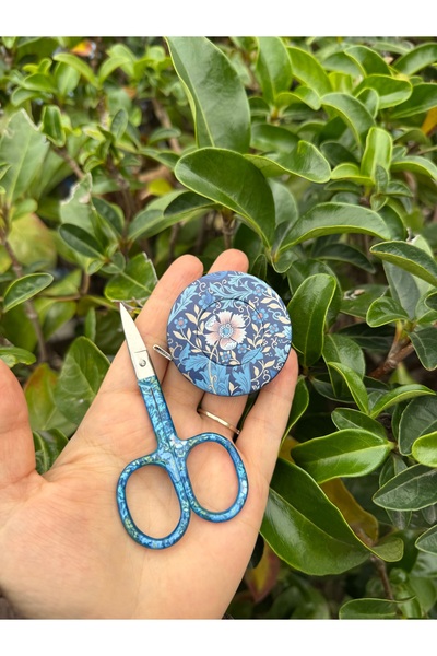 EVİNHOBİMALZEMELERİ Çini Desenli MAKAS MEZURA TAKIM