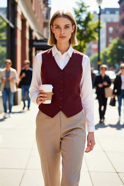 BENERLY Women's Plus Size V-Neck Sleeveless Buttoned Woven Plain Pattern Crop...