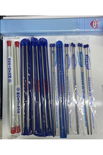Demircioğlu İplik 35cm Örgü Şişi Seti Ve Plastik Şiş Kutusu- 11 Li Titanyum Ş...