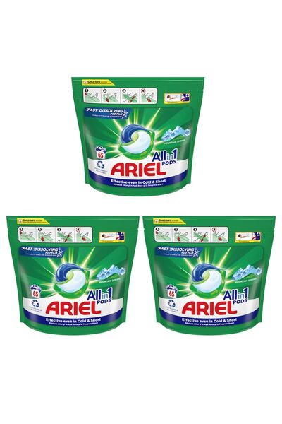 Ariel Mountain Spring automatic laundry detergent caps 65 pcs x3