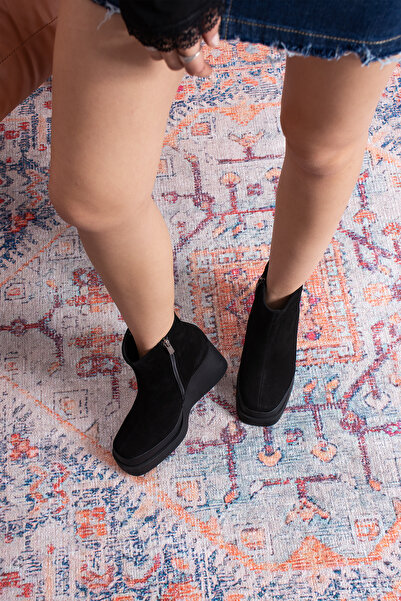 DUXAL SHOES Rowena Genuine Leather Zippered Wedge Heel Women's Boots