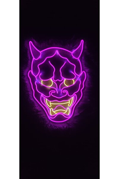 dekoraven Şeytan Maskesi oni mask Figürlü Neon LED Tabela | Gaming ve Modern ...