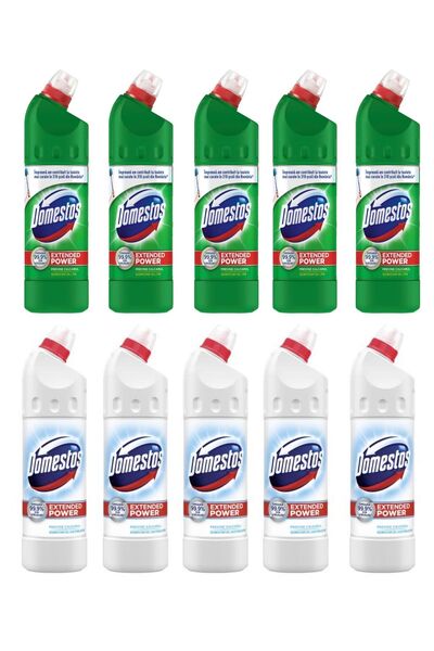 Domestos Dezinfectant Domestos Pine x5+ Putere Extinsă Alb x5 Set de 10
