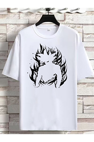 PENTHİLUS Japanese Manga Printed T-Shirt- with Flame Effect Printed Unisex T-...